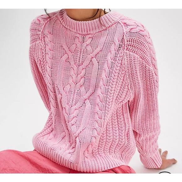 Free People Sweaters - Free People Frankie Cable Sweater pink small